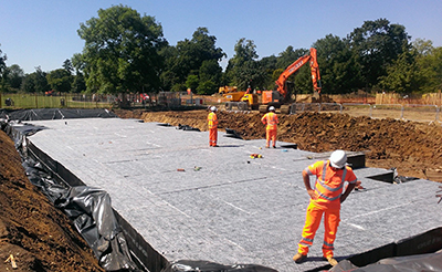 A Stormcell installation beneath a green amenity space