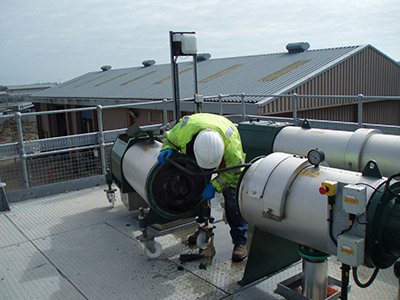 Hydro-Sludge Screen being serviced