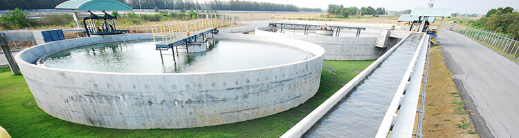 A circular primary wastewater treatment tank